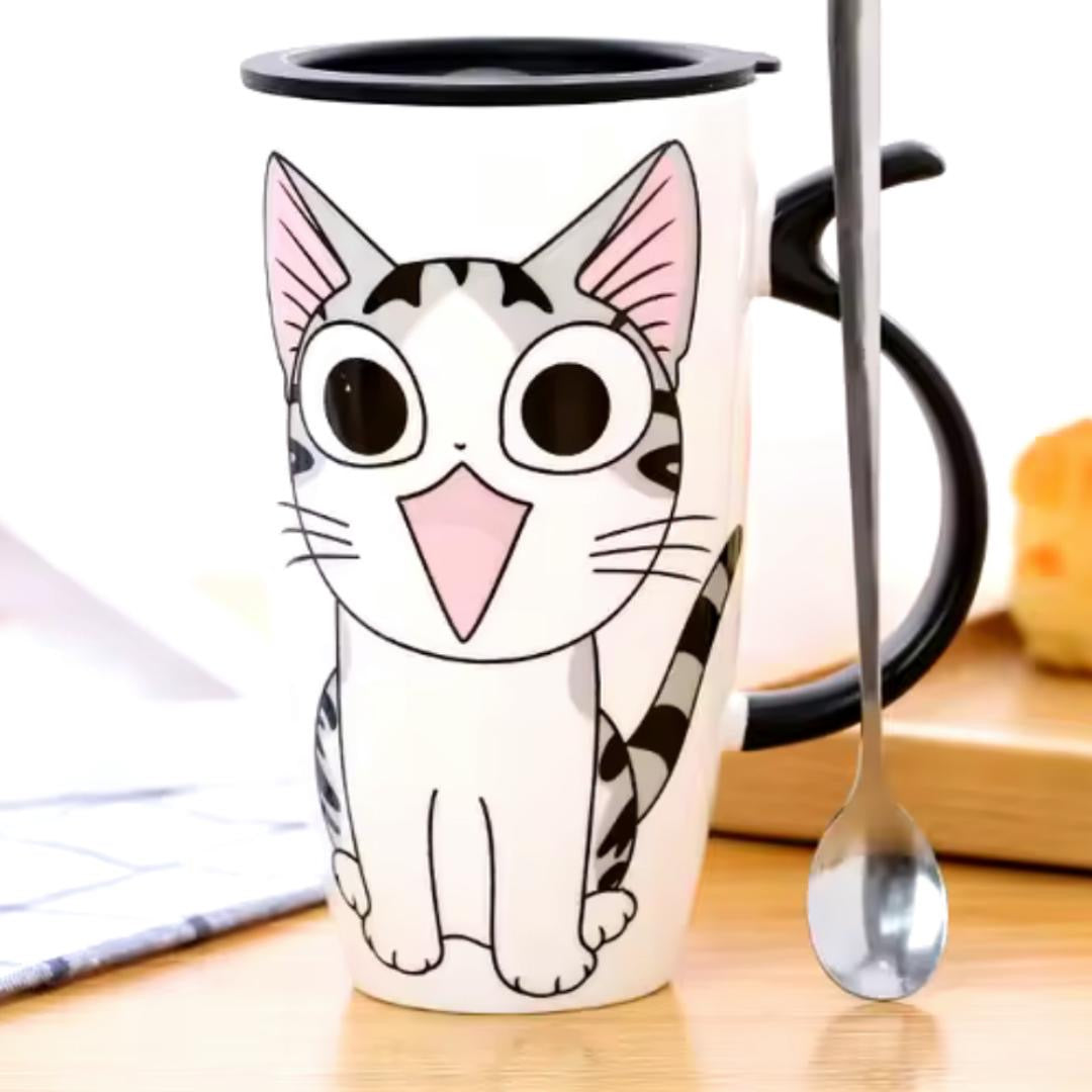 Mug with cat drawing