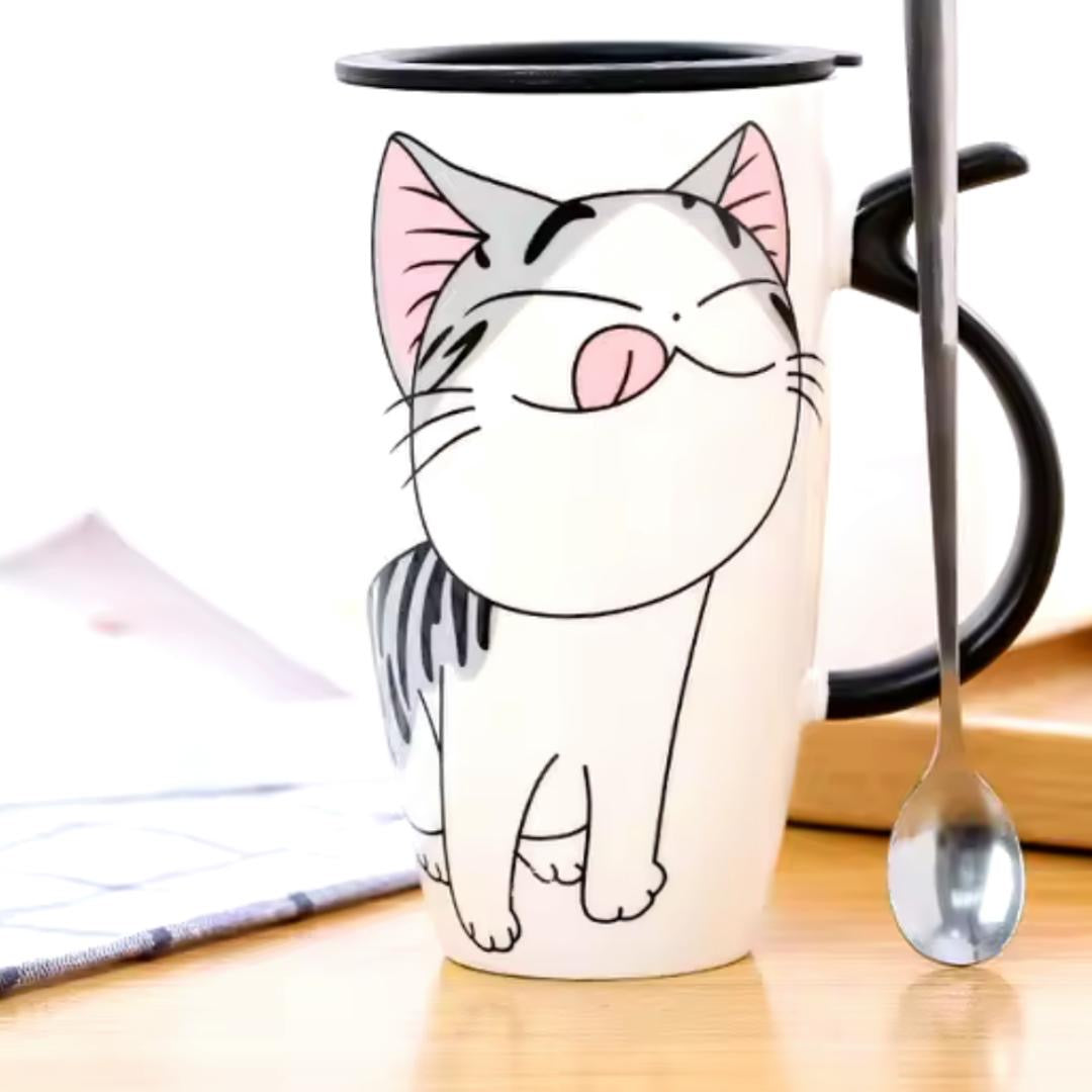 Mug with cat drawing